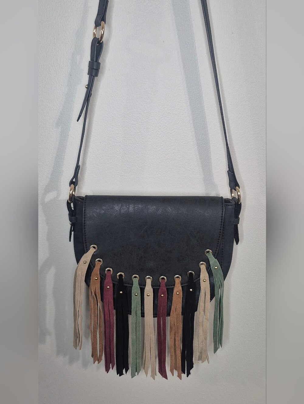 Dolce Vita Women’s Black Fringe Crossbody Bag